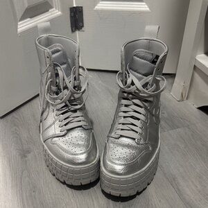 Nike Women’s Metallic Silver Lace-Up Platform Boots